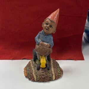 Whimsical Gnome Sculpture with Red and Blue Details